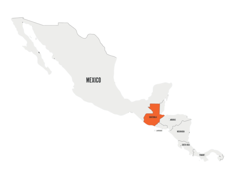 Mapa de cobertura de Logistec Guatemala: México y Centroamérica, con Guatemala señalada